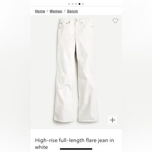 J.Crew high-rise full-length flare jeans in white